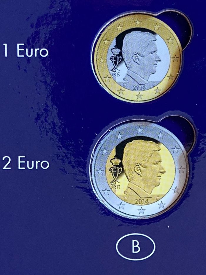 求欧元硬币2枚如图画面1欧2欧各一枚