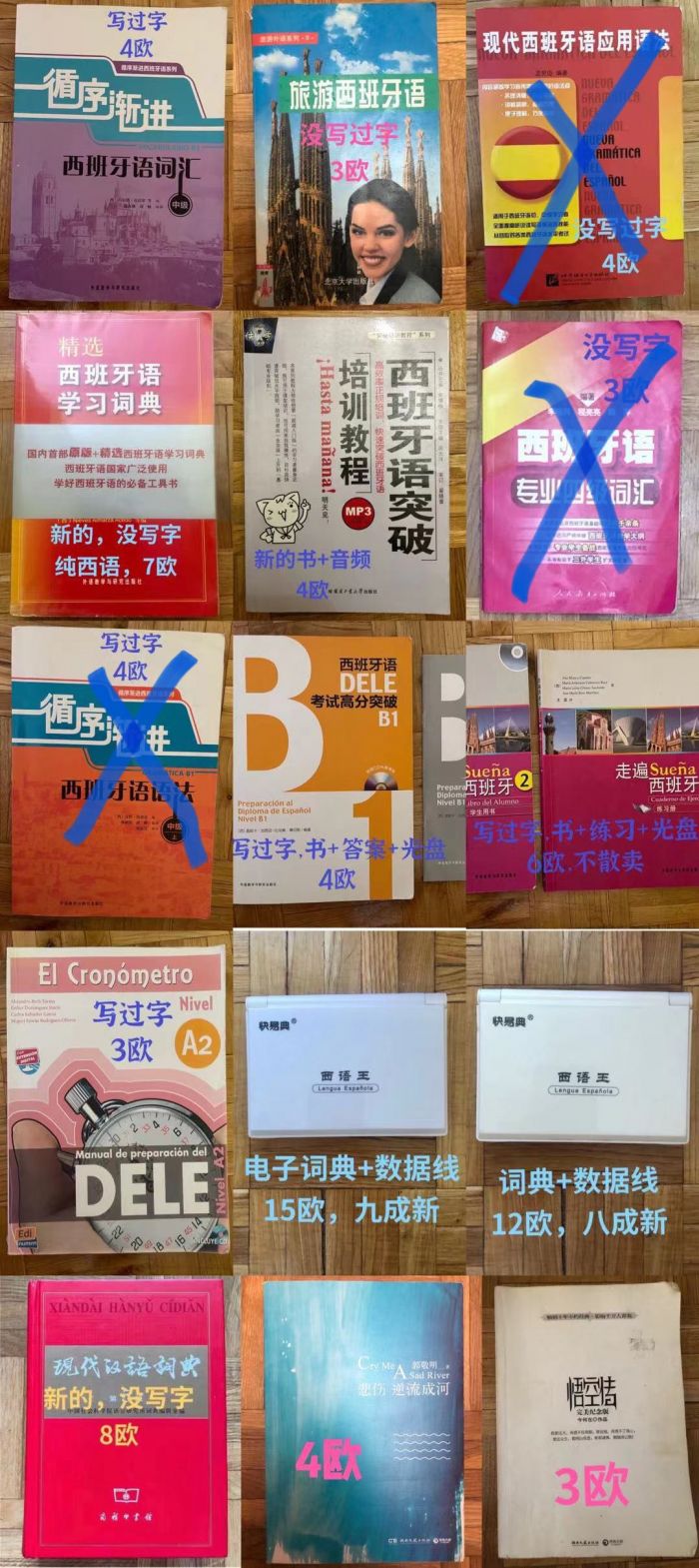 西语书、中文小说、西语电子词典