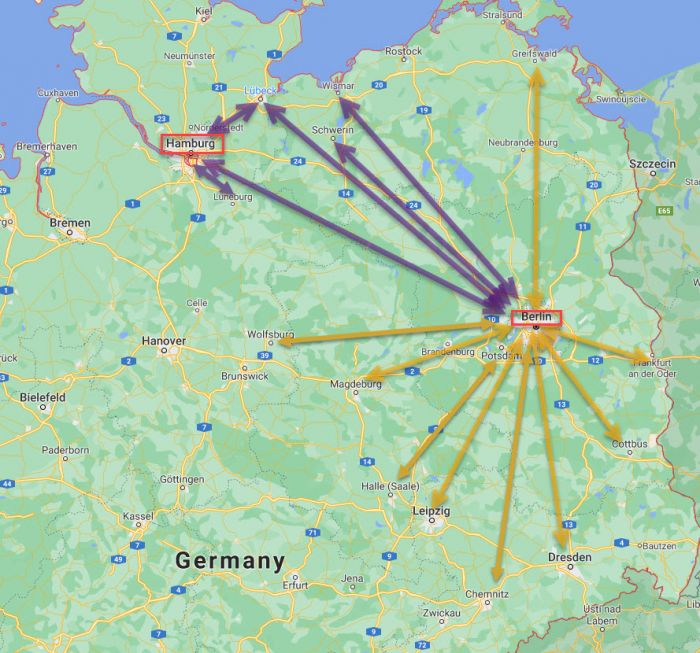 顺风车运输：柏林和汉堡本地及周边东北德城市